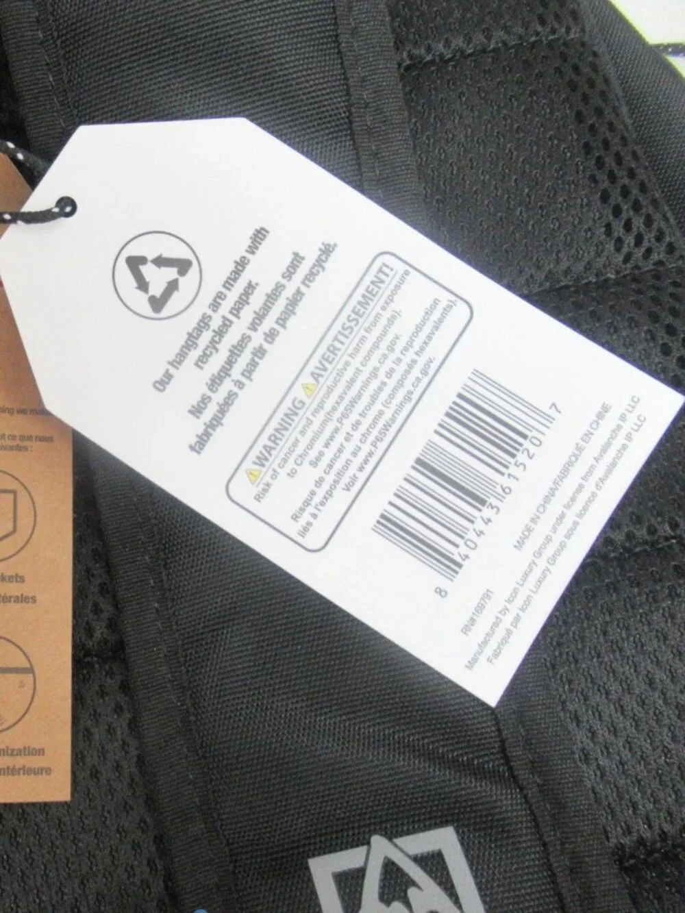 NWT Avalanche Outdoor Supply Company Black Canvas Riley Backpack